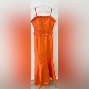 Elegant Orange Satin Prom Dress